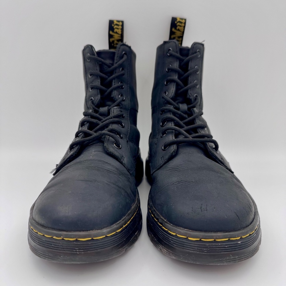 Dr. Martens Combs Black Wyoming Leather Combat Boots - Size 9 Women's/8 Men's - Picture 6 of 14